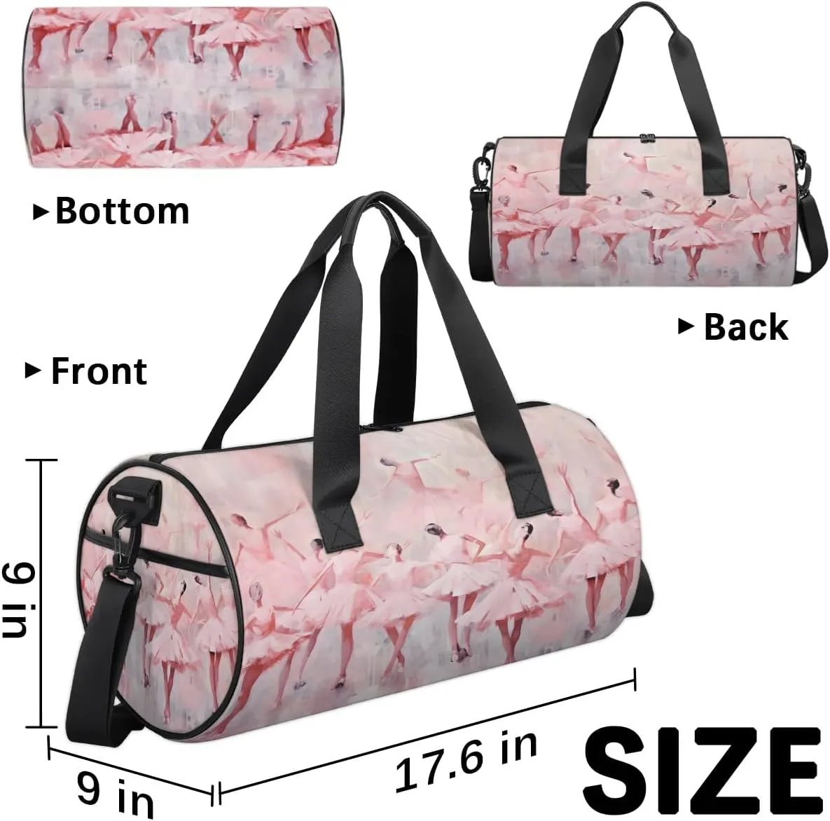Ballet Gym Bag for Women Men Lightweight Weekender Travel Bag Stylish Duffle Bag for Gym Travel Overnight Carry On