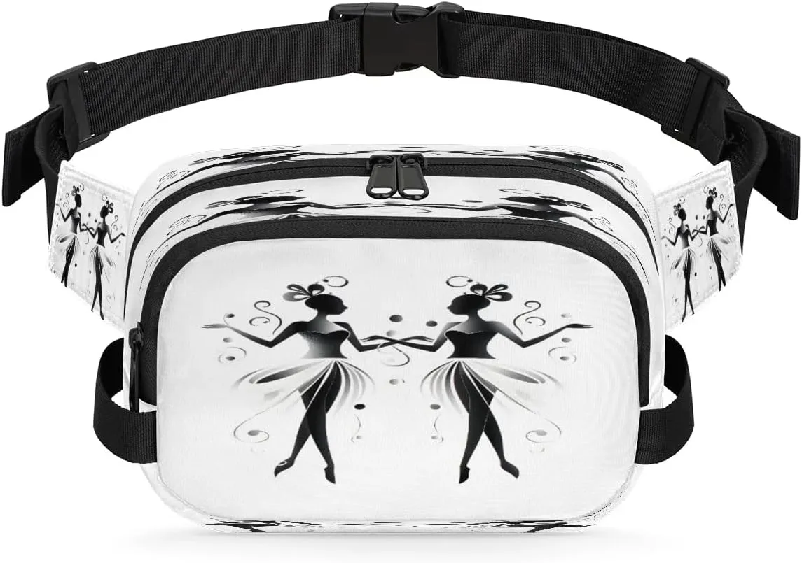 Ballet Print Men's and Women's Waist Pack Crossbody Ballet Girl Waist Pack Running Strap, Adjustable Shoulder Strap - For Hiking and Running Exercise Fitness