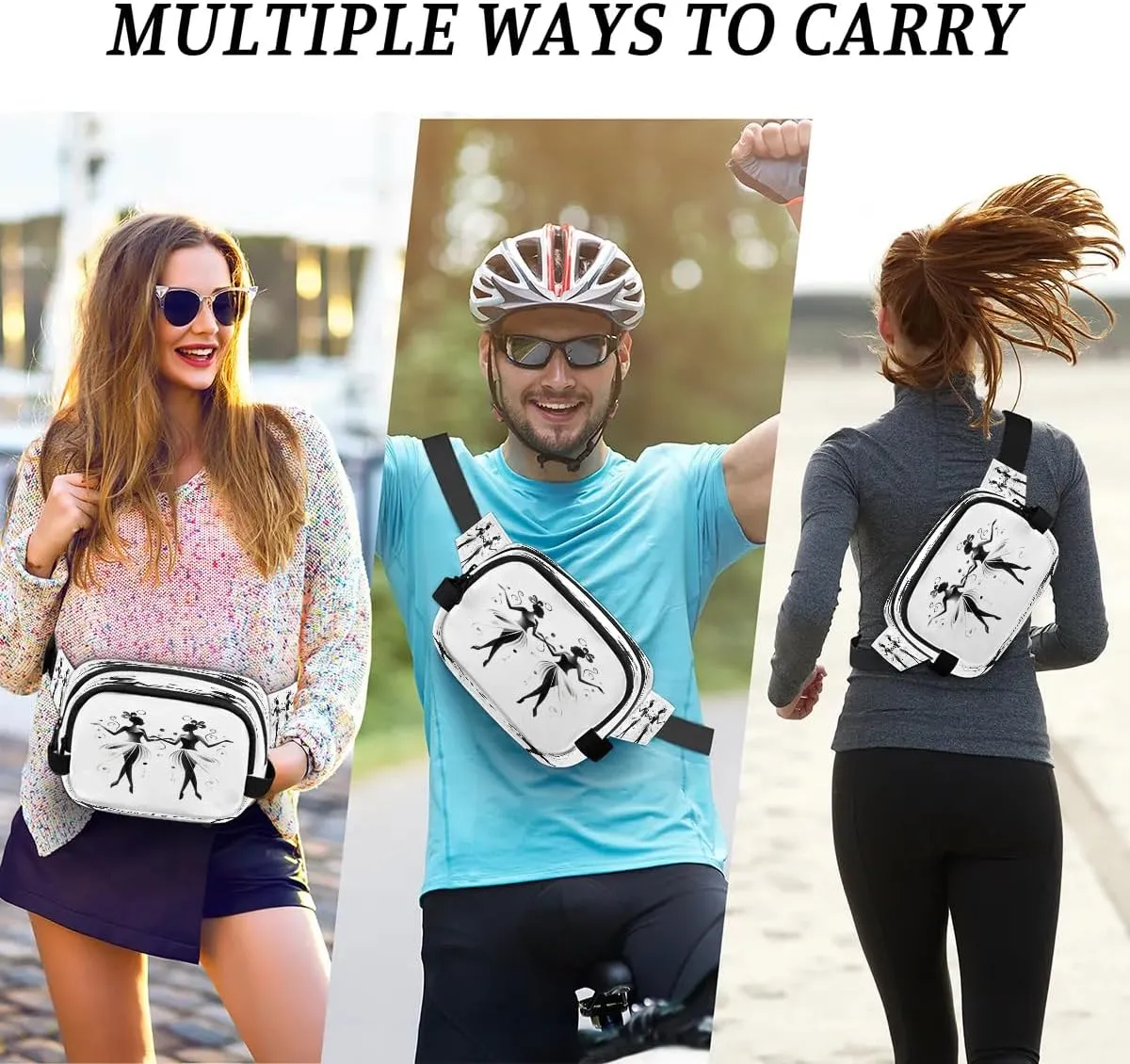 Ballet Print Men's and Women's Waist Pack Crossbody Ballet Girl Waist Pack Running Strap, Adjustable Shoulder Strap - For Hiking and Running Exercise Fitness