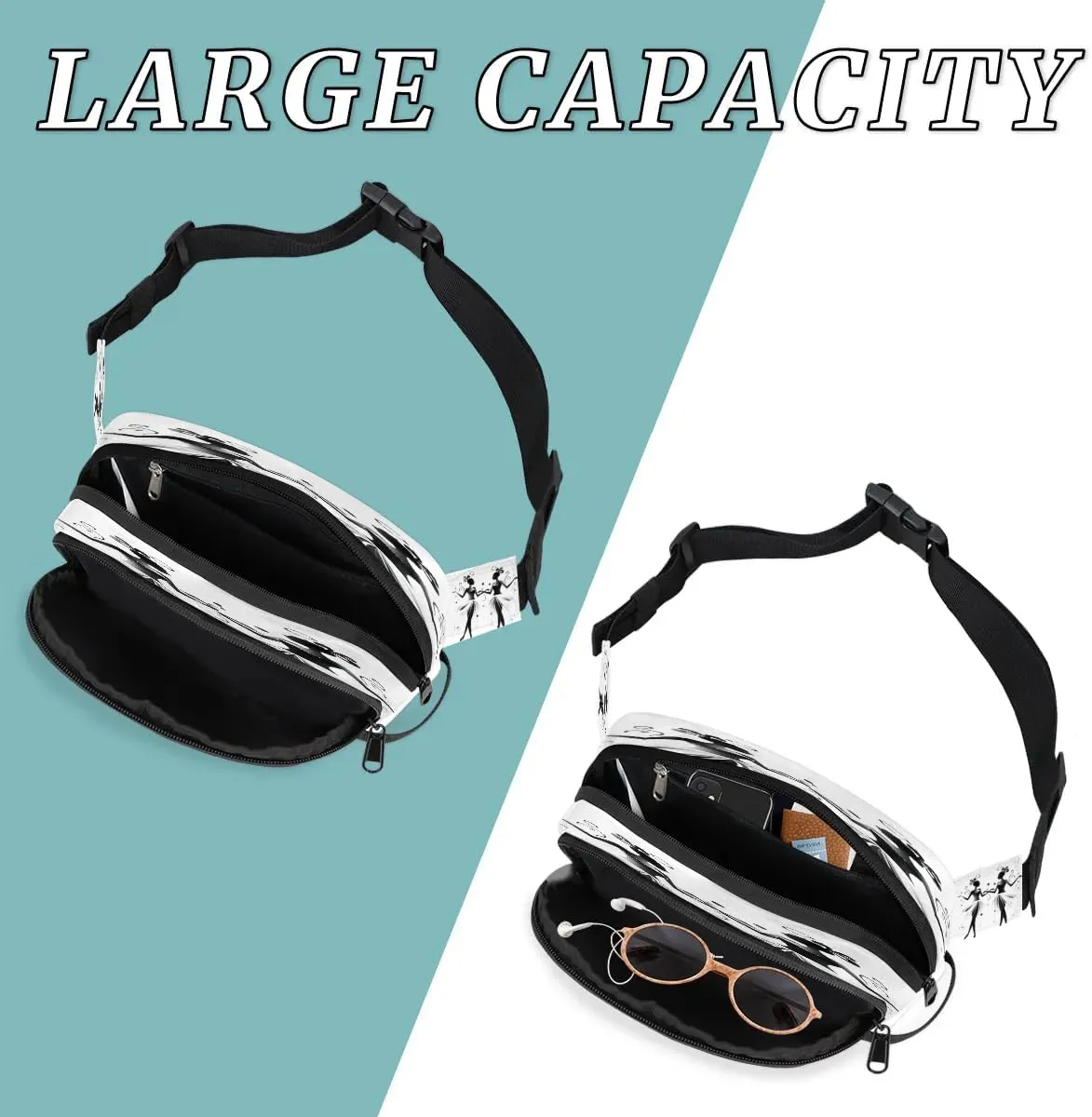 Ballet Print Men's and Women's Waist Pack Crossbody Ballet Girl Waist Pack Running Strap, Adjustable Shoulder Strap - For Hiking and Running Exercise Fitness