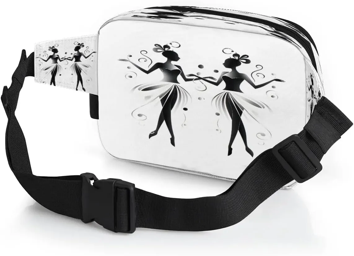 Ballet Print Men's and Women's Waist Pack Crossbody Ballet Girl Waist Pack Running Strap, Adjustable Shoulder Strap - For Hiking and Running Exercise Fitness