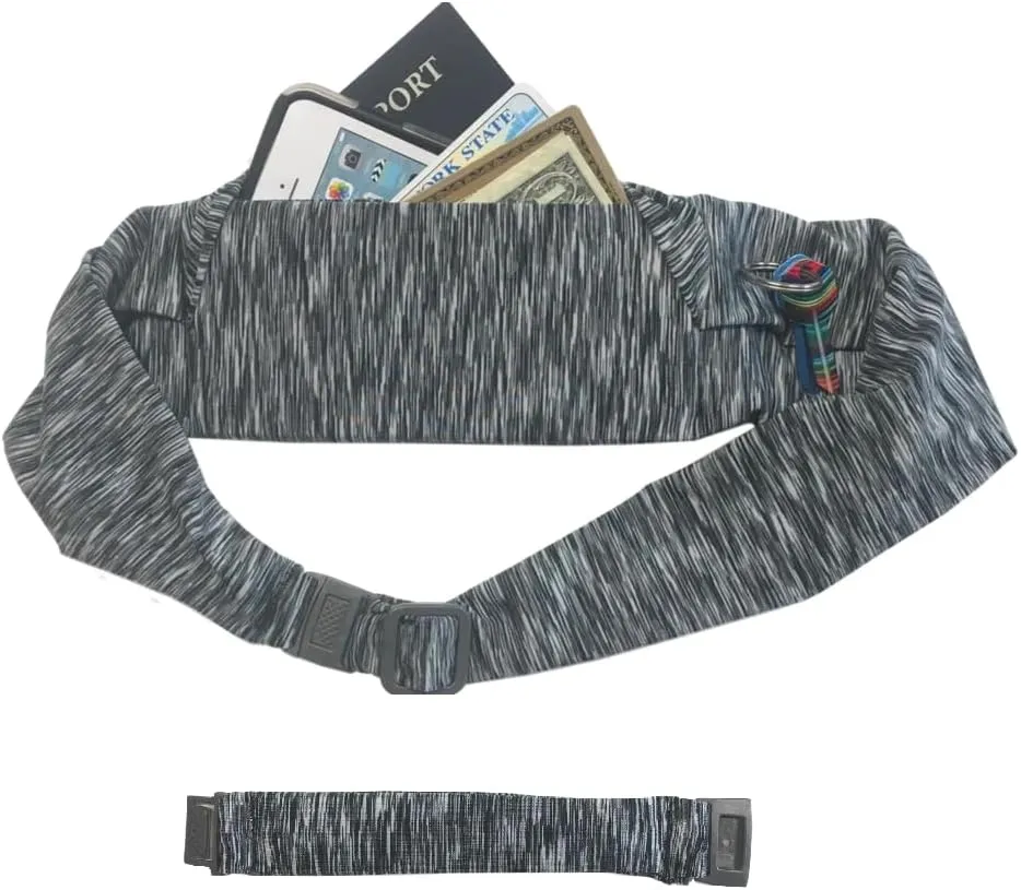 BANDI Plus Size Fanny Pack for Women - Travel-Ready Pocket Belt with Secure Hidden Money & Running Belt for Phone, Passport, Keys, & Medical Devices, Adjustable Fit, Comfortable (Strata Black/White)