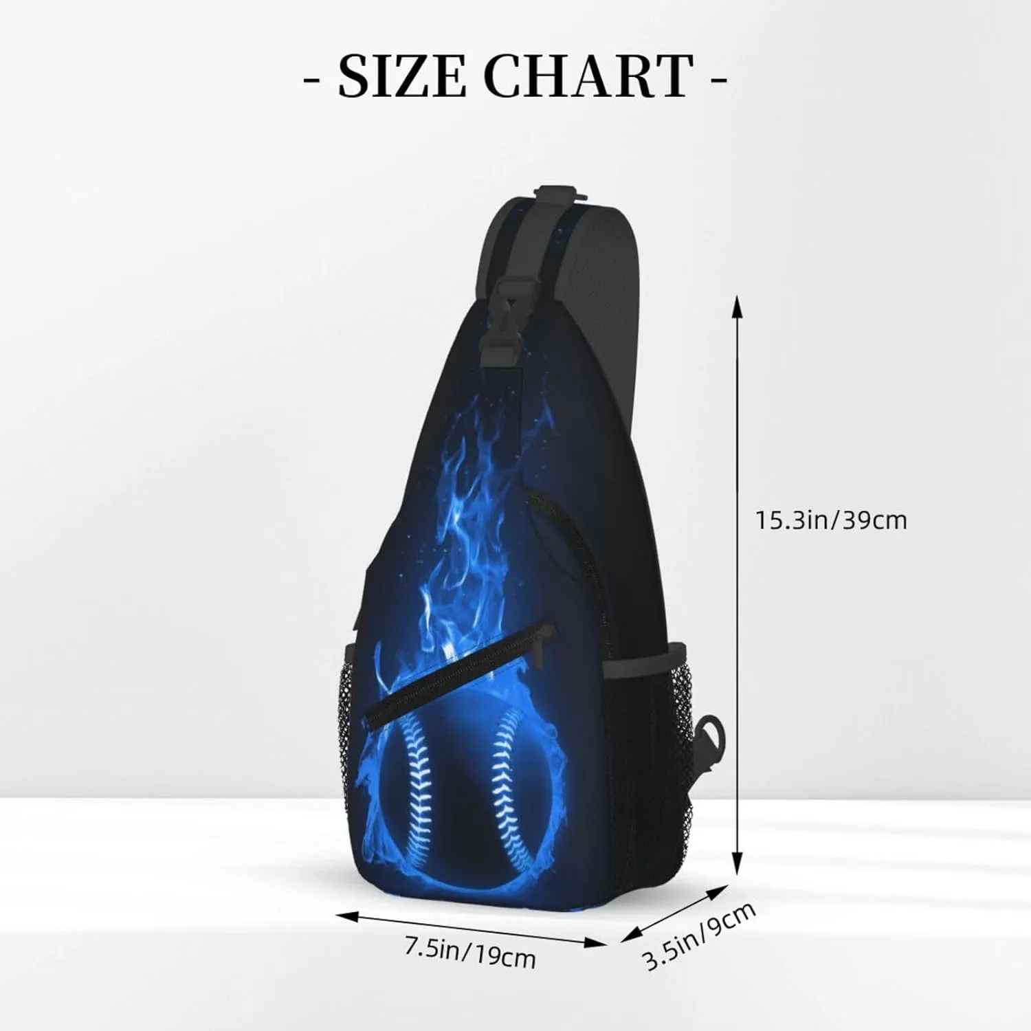 Baseball Ball In Blue Flames Chest Bags Crossbody Sling Bag Shoulder Bag Travel Hiking Daypack For Men Women