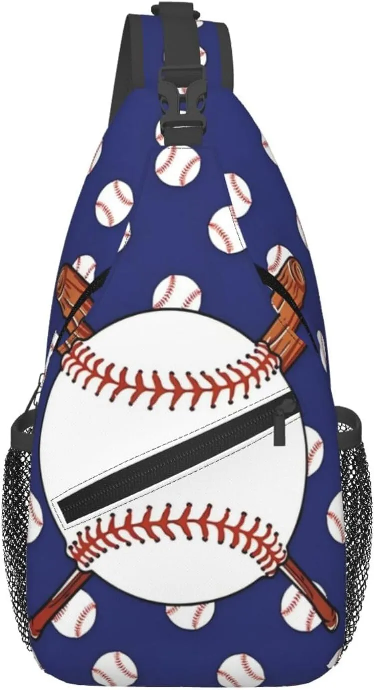 Baseball Bat Pattern Chest Bags Crossbody Sling Bag Shoulder Bag Travel Hiking Daypack For Men Women