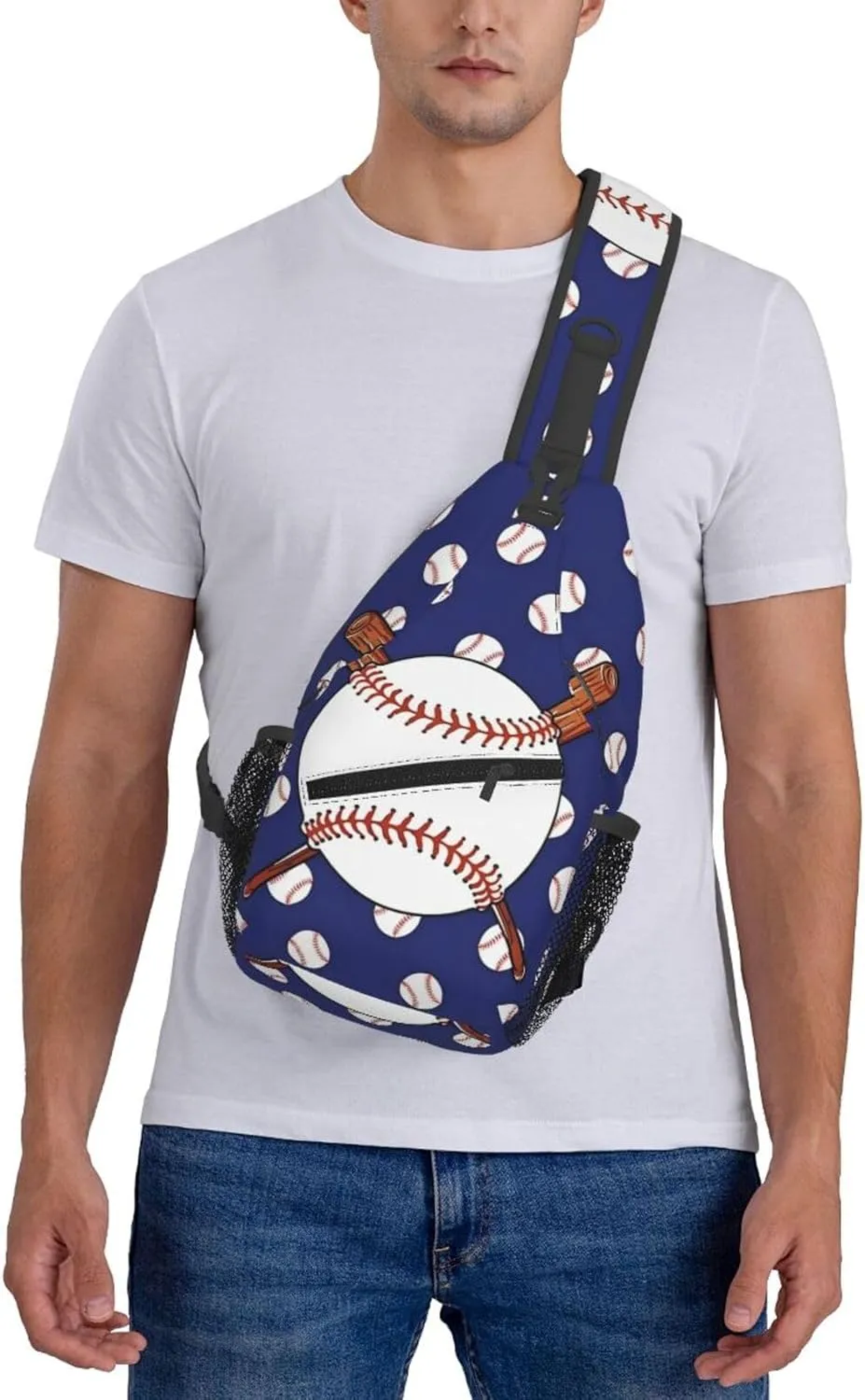 Baseball Bat Pattern Chest Bags Crossbody Sling Bag Shoulder Bag Travel Hiking Daypack For Men Women