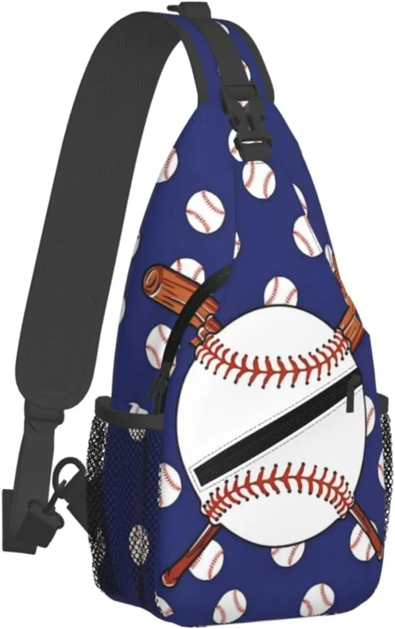 Baseball Bat Pattern Chest Bags Crossbody Sling Bag Shoulder Bag Travel Hiking Daypack For Men Women