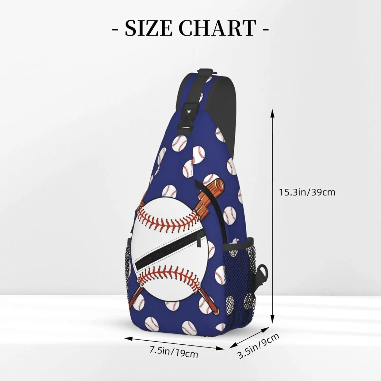 Baseball Bat Pattern Chest Bags Crossbody Sling Bag Shoulder Bag Travel Hiking Daypack For Men Women