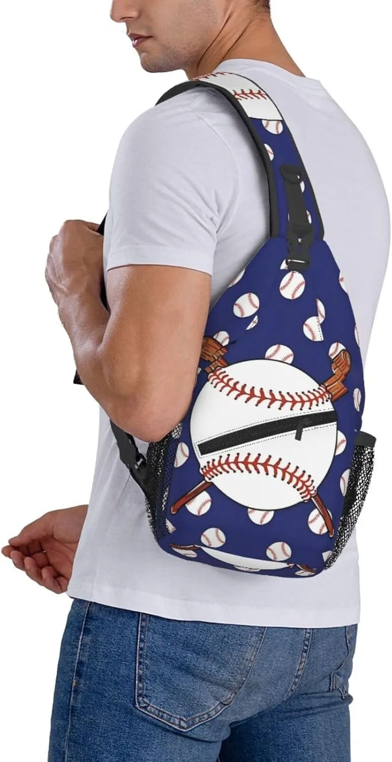 Baseball Bat Pattern Chest Bags Crossbody Sling Bag Shoulder Bag Travel Hiking Daypack For Men Women