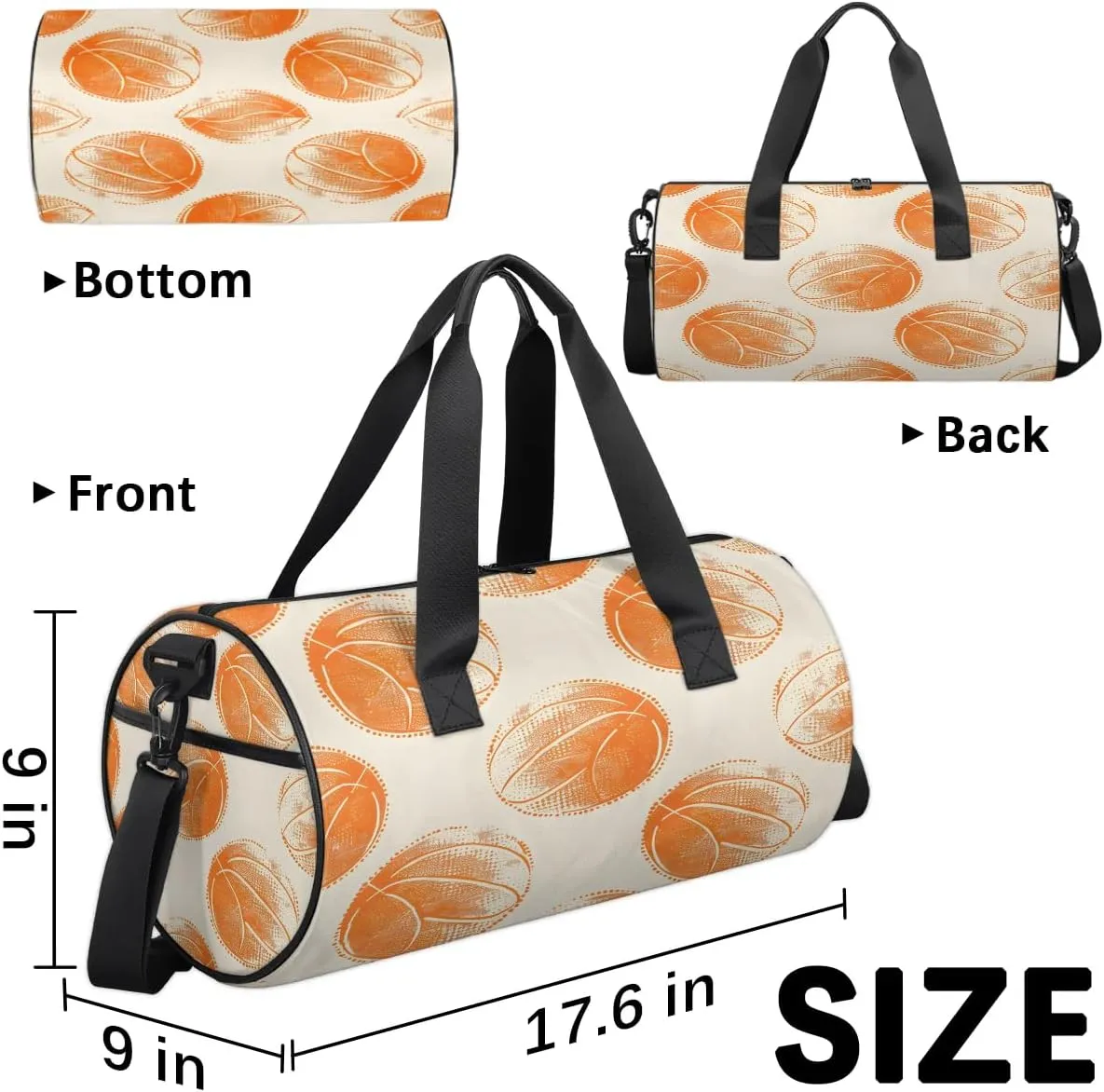 Basketballs Design Gym Bag for Women Men Lightweight Weekender Travel Bag Stylish Duffle Bag for Gym Travel Overnight Carry On