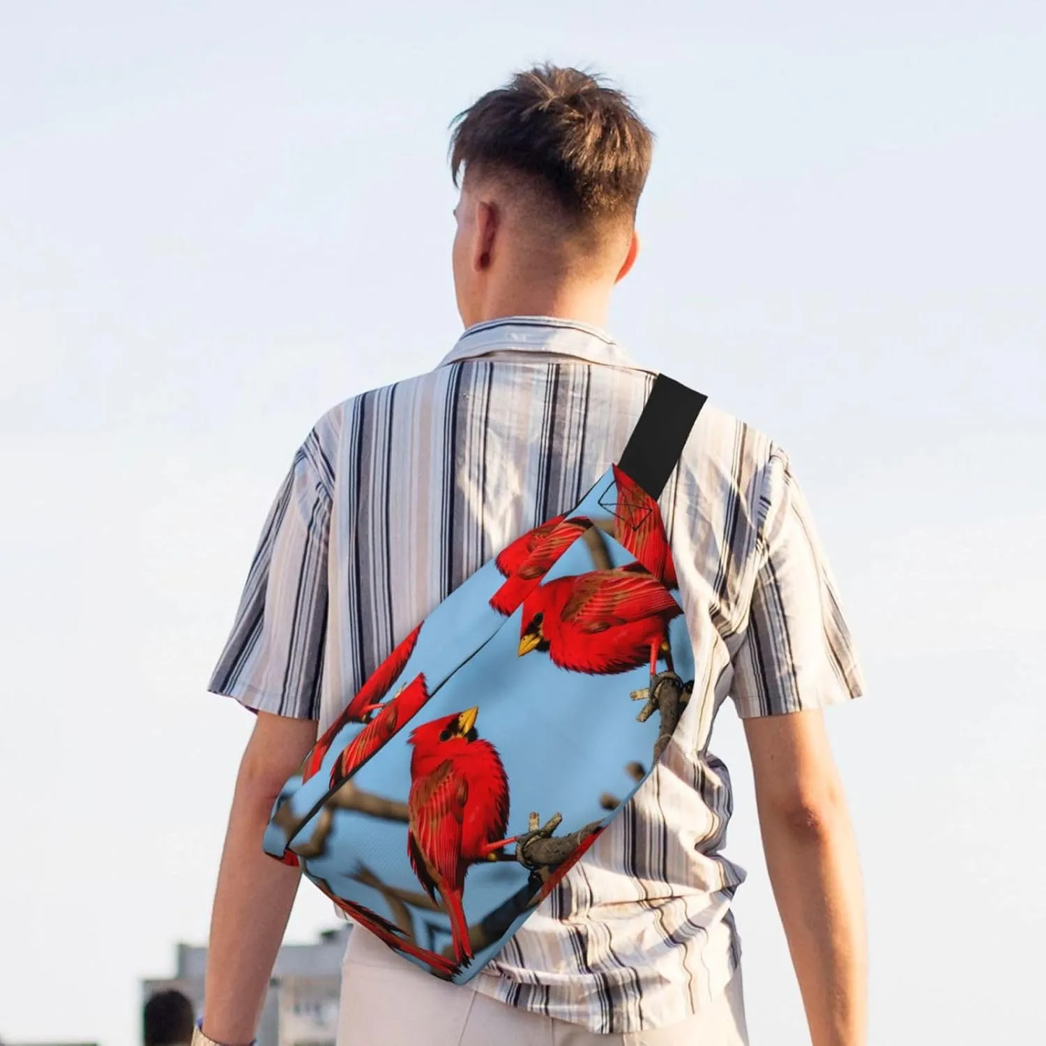 beautiful red Bird Multi-Purpose Fanny Pack and Crossbody Bag - High Capacity with Zipper Pockets, Ideal for Men and Women