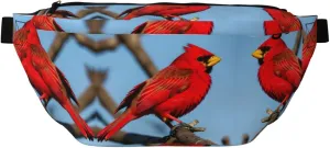 beautiful red Bird Multi-Purpose Fanny Pack and Crossbody Bag - High Capacity with Zipper Pockets, Ideal for Men and Women