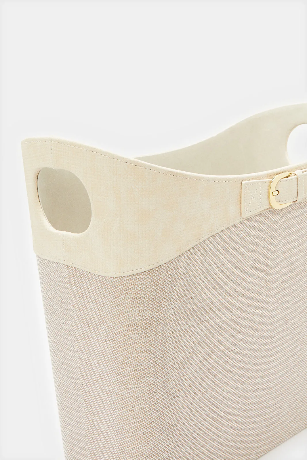 Beige Embellished Magazine Basket