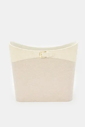 Beige Embellished Magazine Basket