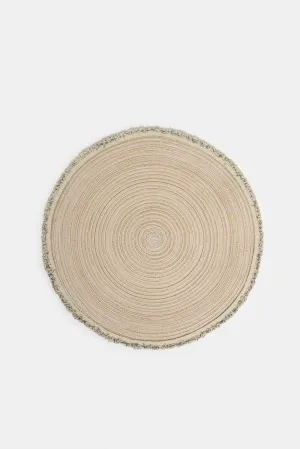 Beige Embellished Round Placemat