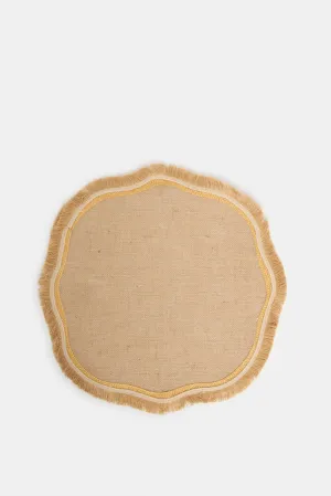 Beige Embellished Round Placemat