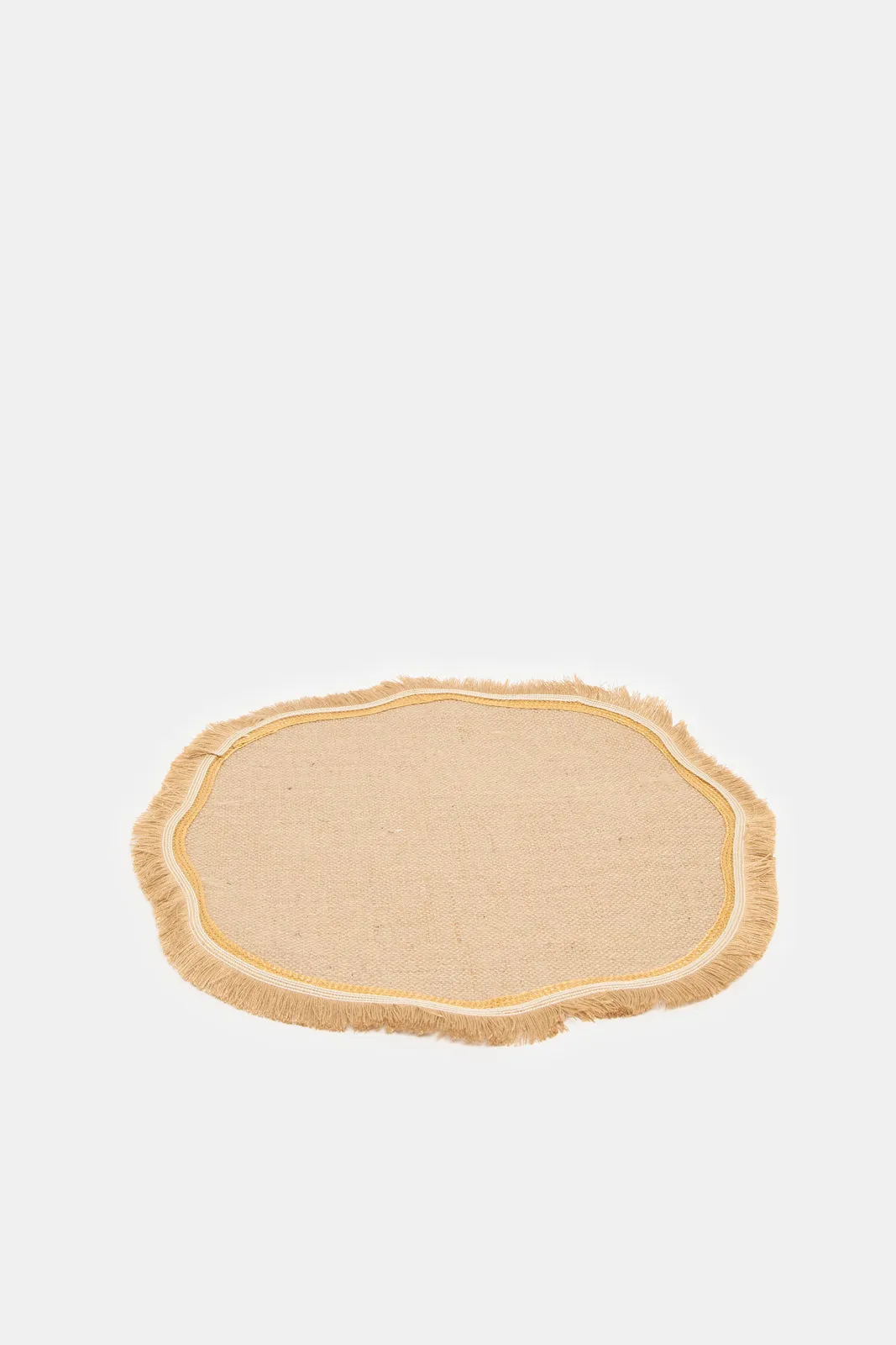 Beige Embellished Round Placemat