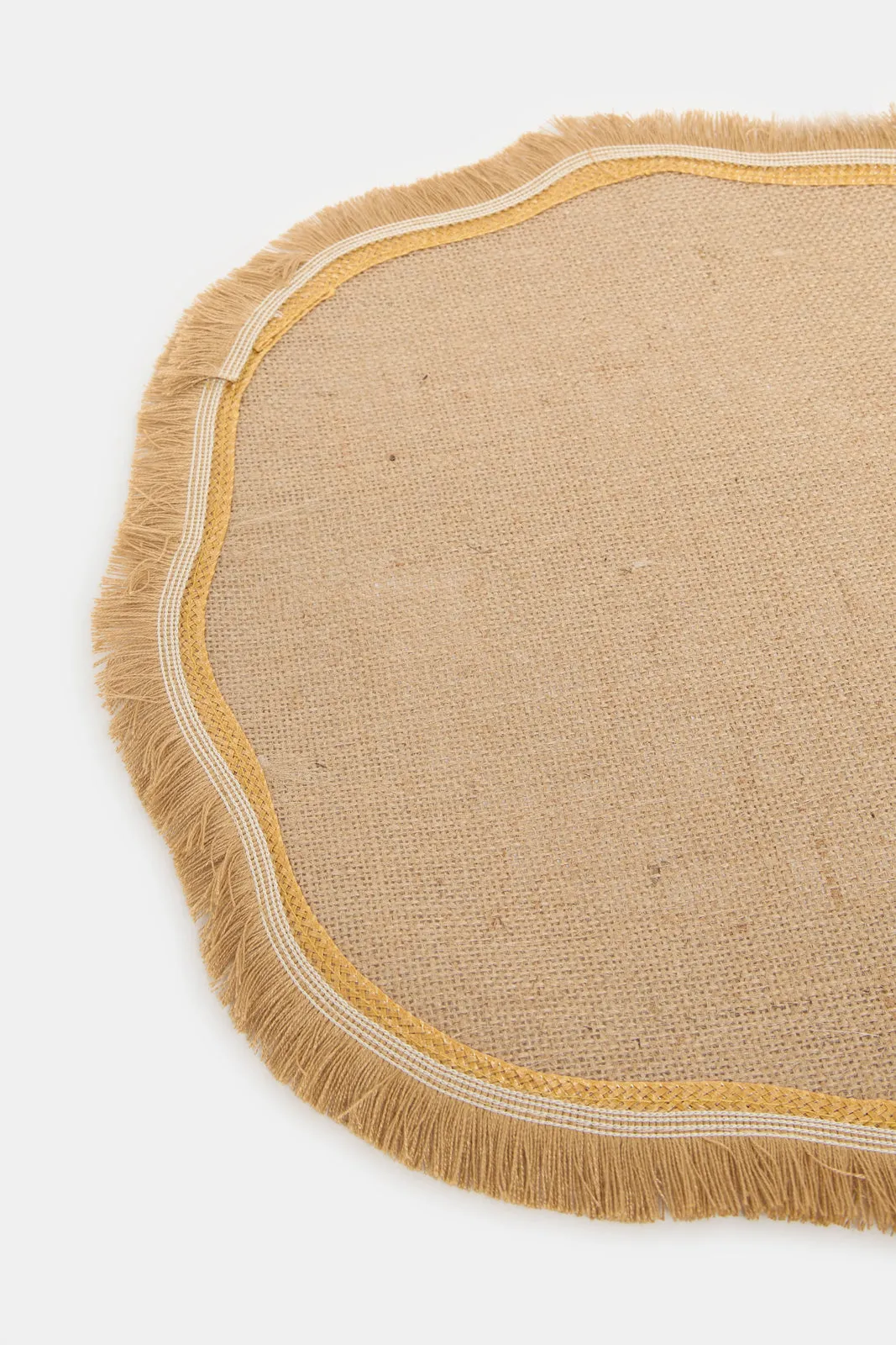 Beige Embellished Round Placemat