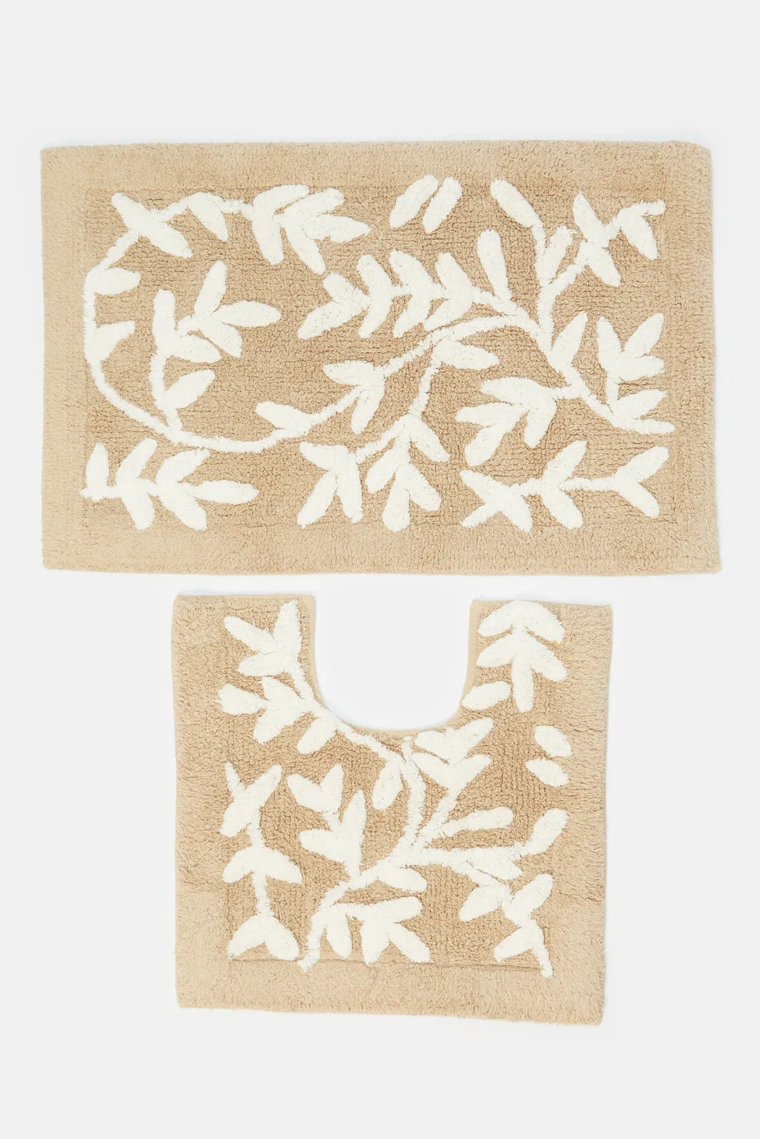 Beige Vine Bathmat Set (2 Piece)