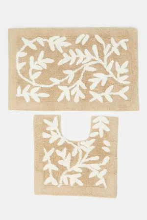 Beige Vine Bathmat Set (2 Piece)