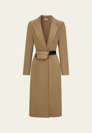 Belt-bag Notched-lapel Maxi-length Jacket