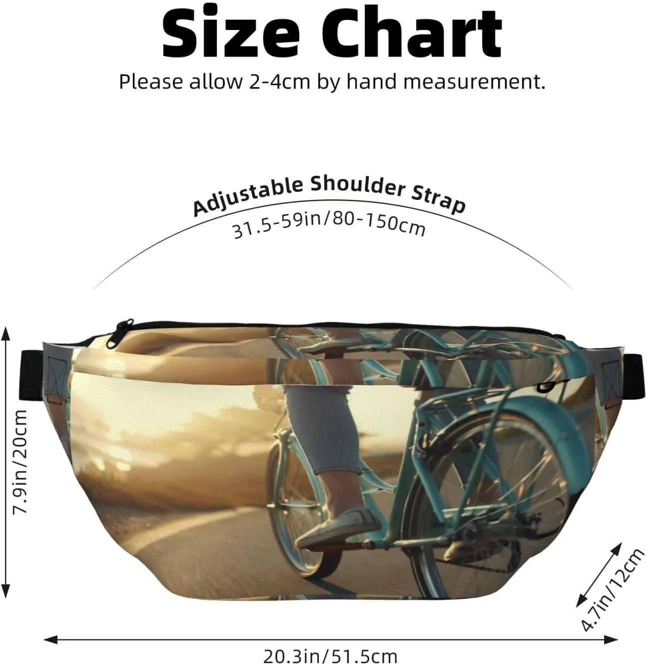 Bicycle Rider Cruising A Road Fanny Pack For Women Man,The Ocean Waist Belt Bag Crossbody For Sports Travel Hiking Running Jogging