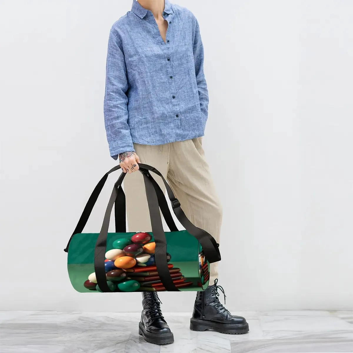 Billiards Sport Print Travel Duffle Bag Gym Bag for Women Men Lightweight Carry on Duffel Bag for Sports Gyms Weekend Getaway