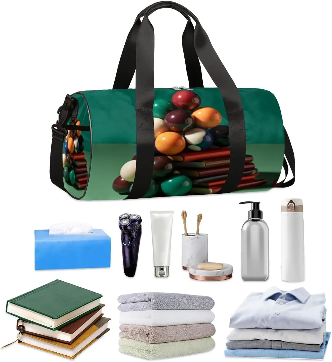 Billiards Sport Print Travel Duffle Bag Gym Bag for Women Men Lightweight Carry on Duffel Bag for Sports Gyms Weekend Getaway