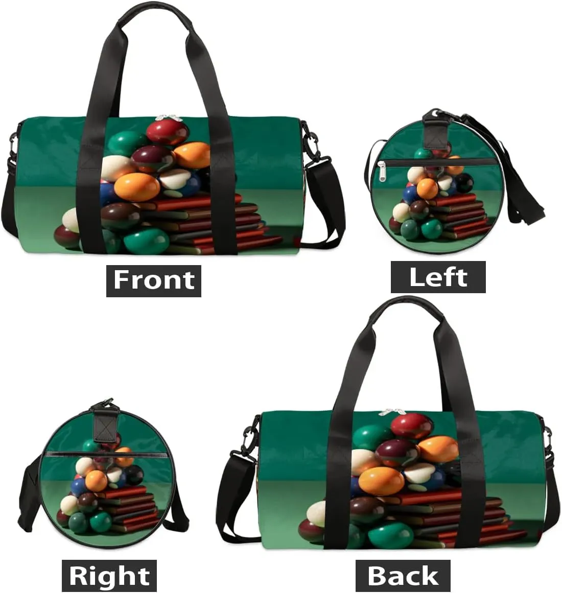 Billiards Sport Print Travel Duffle Bag Gym Bag for Women Men Lightweight Carry on Duffel Bag for Sports Gyms Weekend Getaway