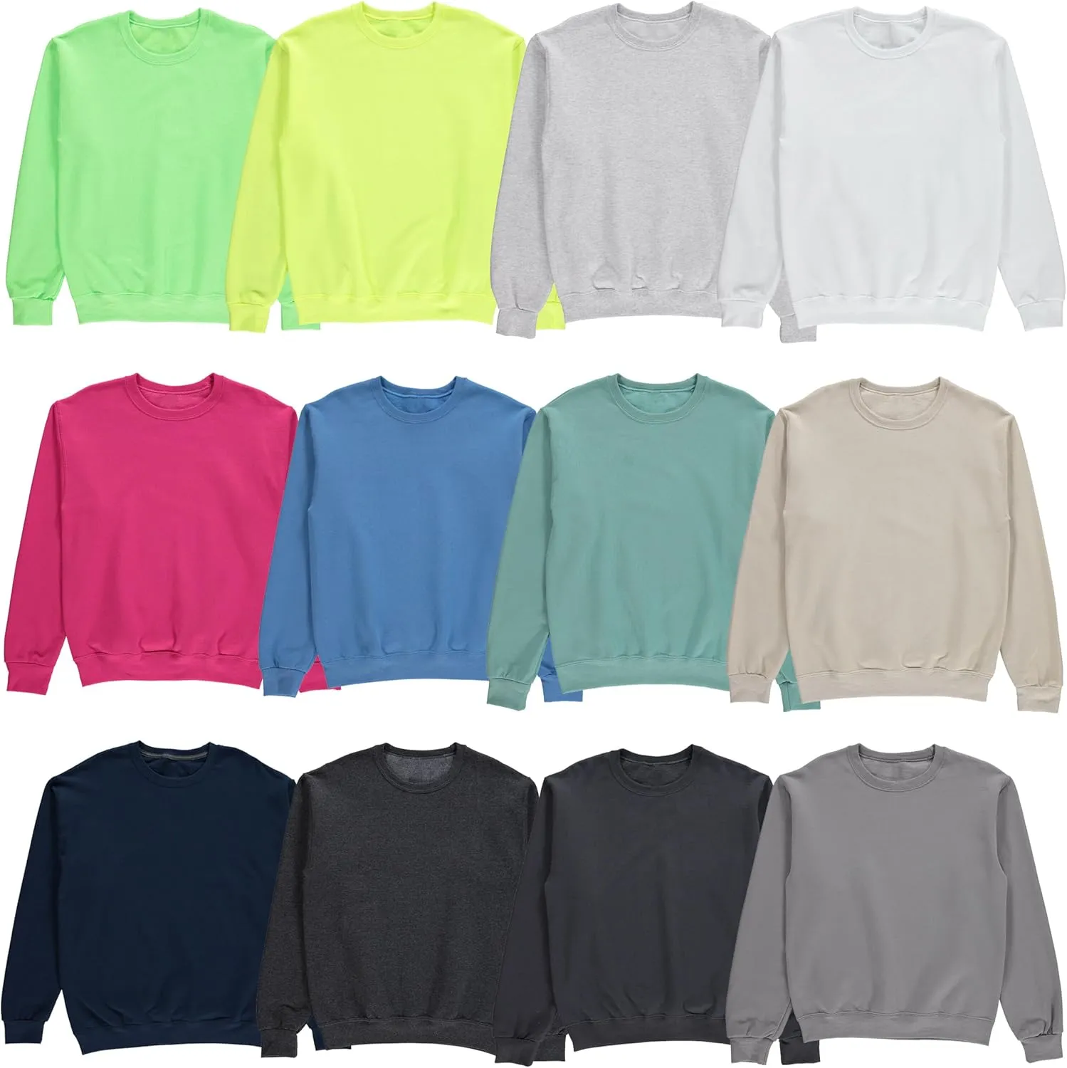 BILLIONHATS Mens Adult Crewneck Fleece Lined Pullover Sweatshirt Bulk, Mixed Assorted, Wholesale Donation Homeless