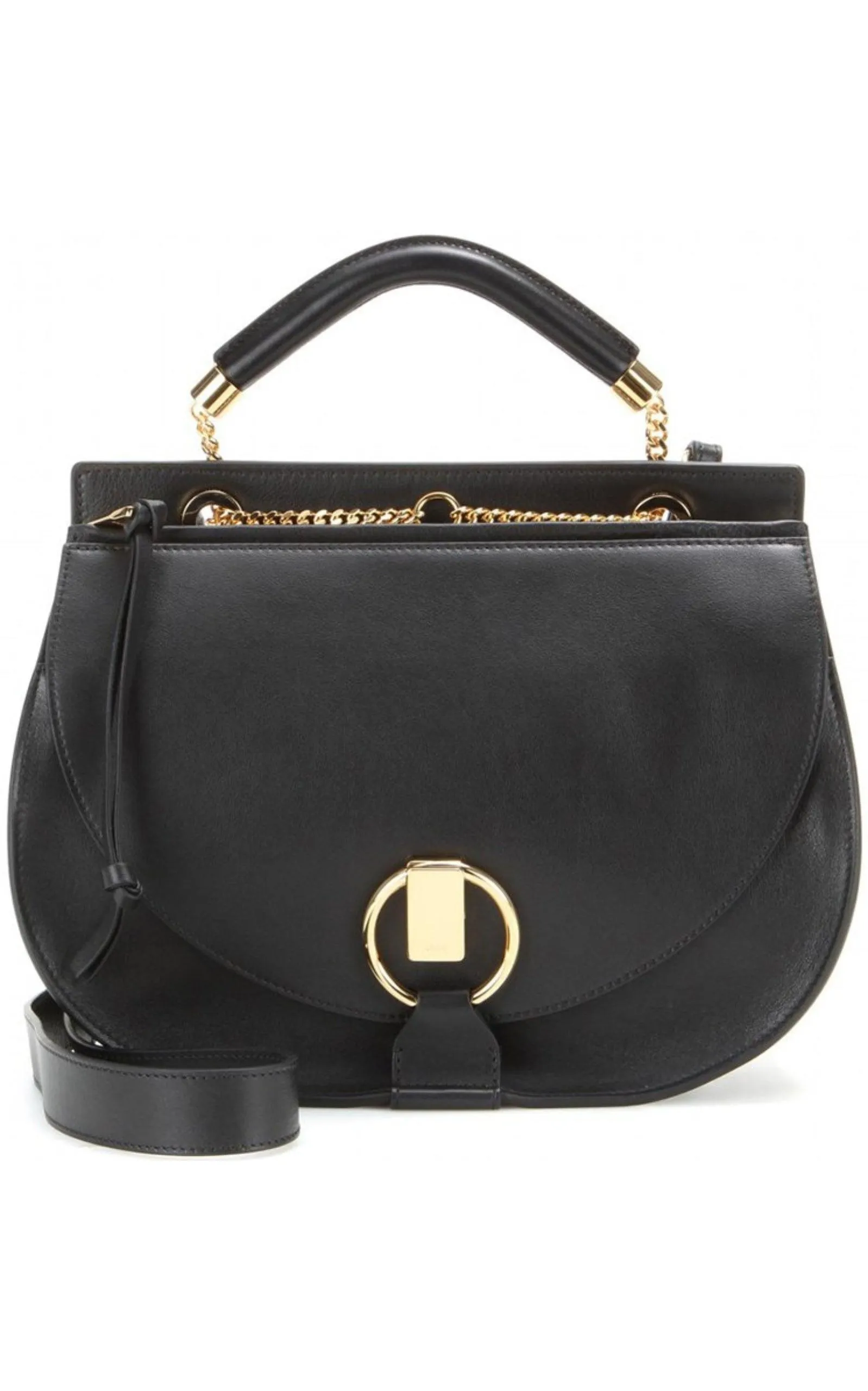 Black Leather Goldie Shoulder Bag