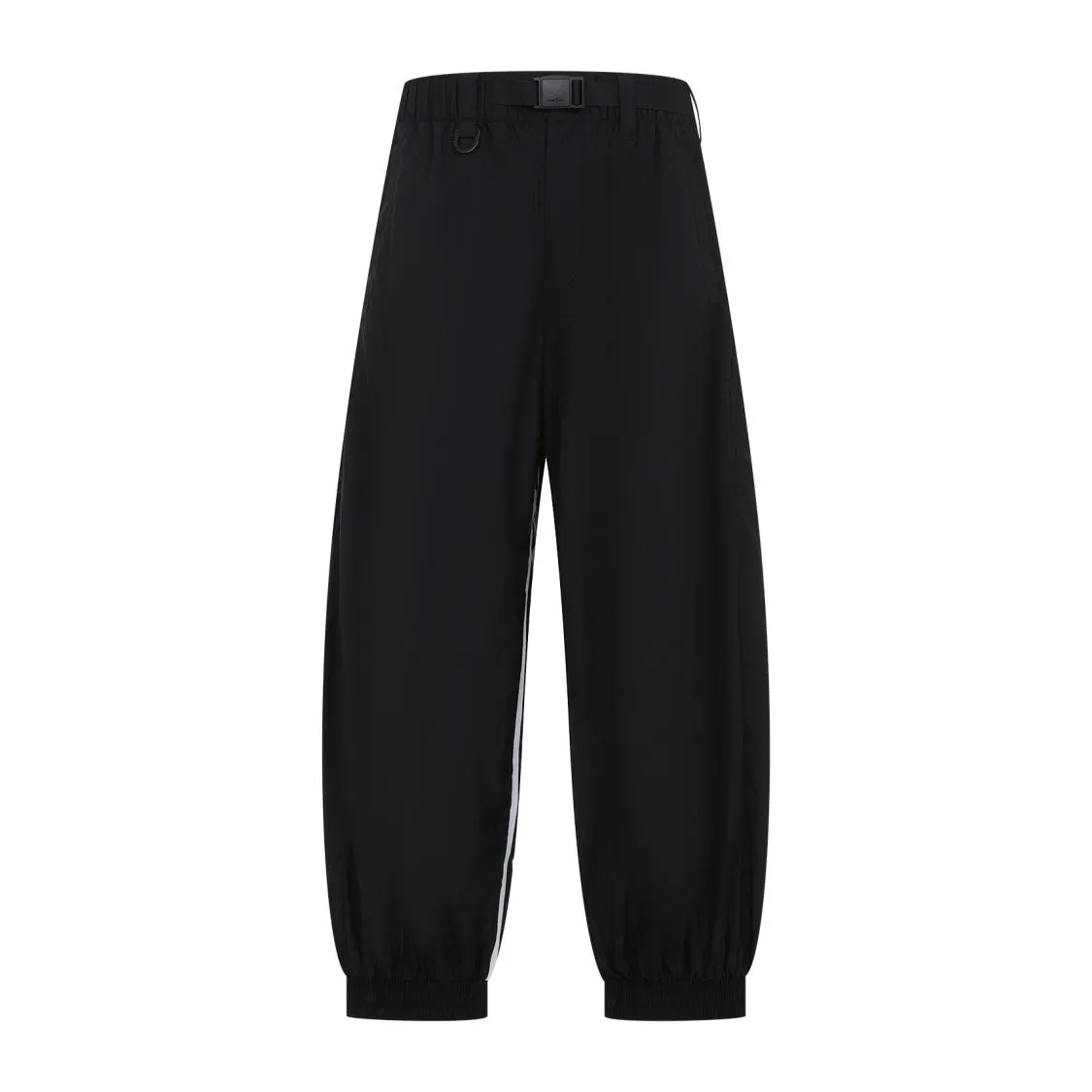Black Nylon Pants With Side Stripe Details