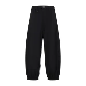 Black Nylon Pants With Side Stripe Details
