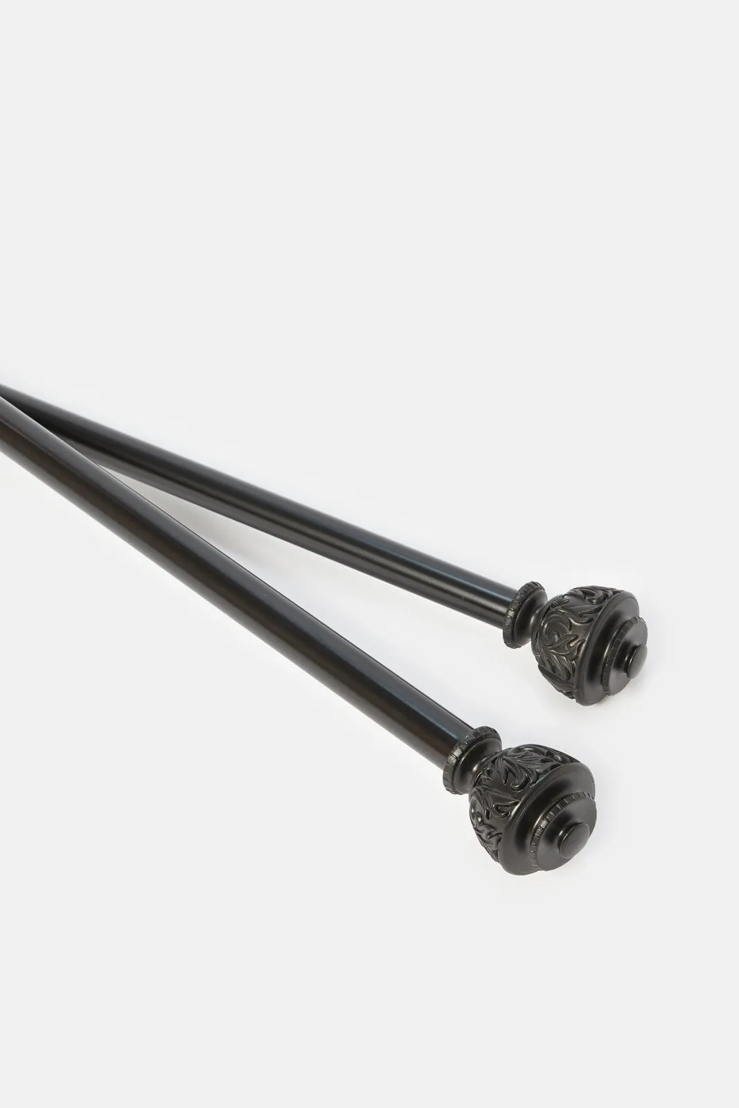 Black Powder Coated Extendable Single Curtain Rod With Finial