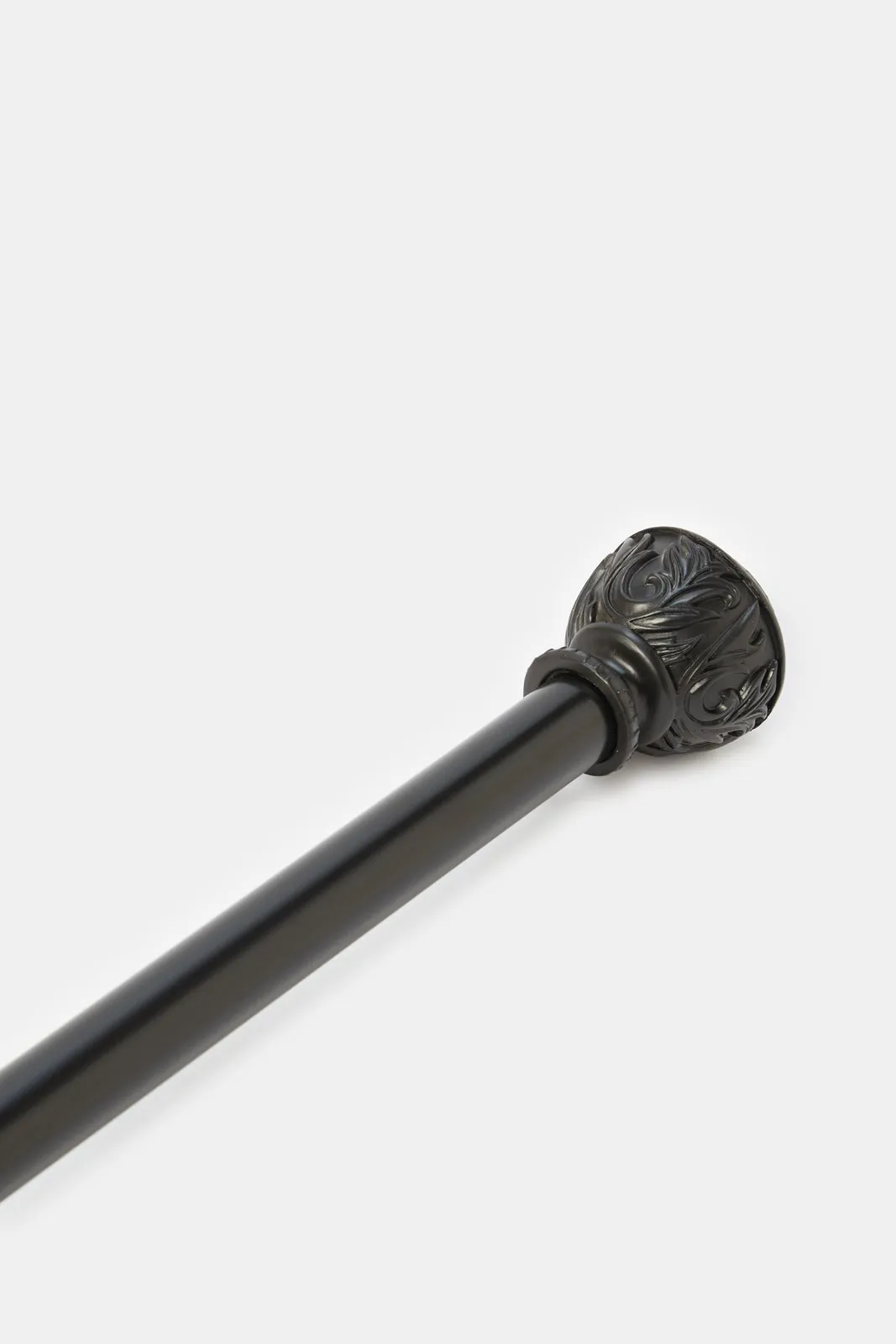 Black Powder Coated Extendable Single Curtain Rod With Finial