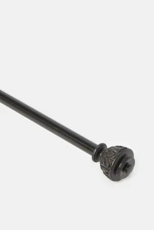 Black Powder Coated Extendable Single Curtain Rod With Finial