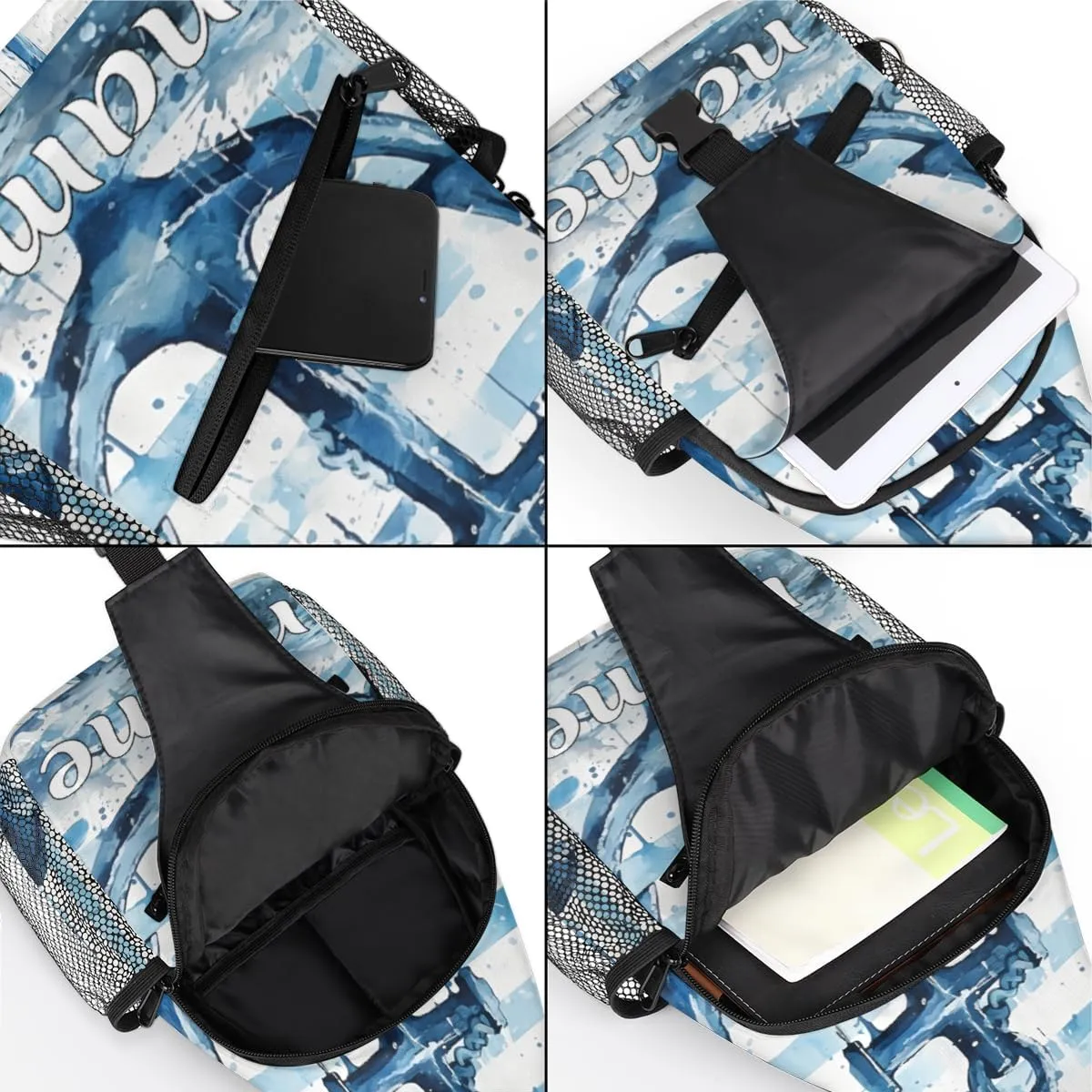 Blue Anchor Custom Sling Backpack Personalized Crossbody Bags for Women Men Chest Bag for Travel Hiking Sports