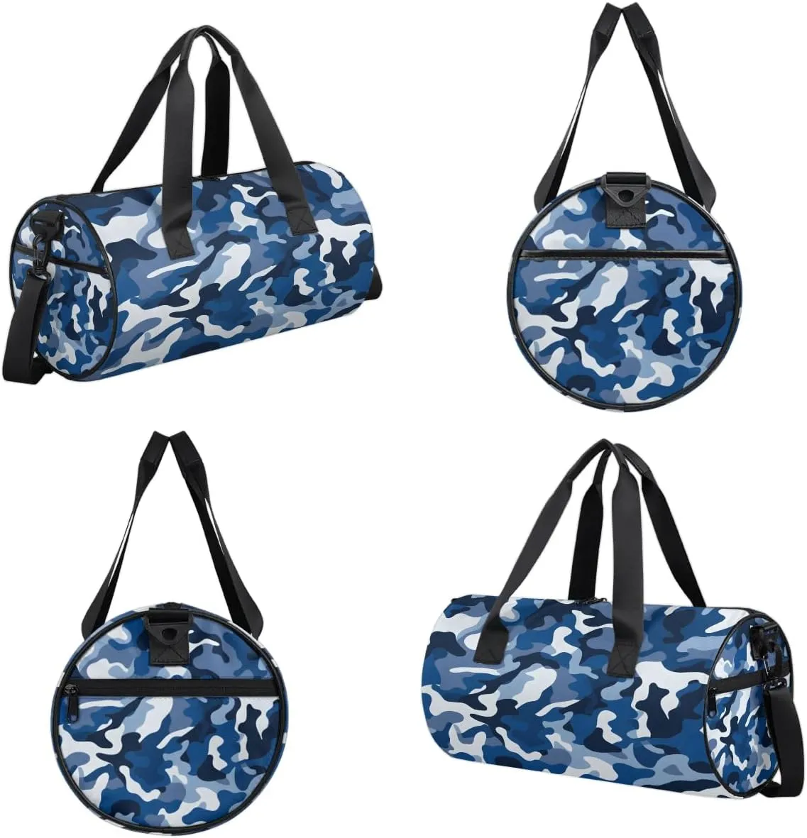 Blue Camo Gym Bag for Women Men Lightweight Weekender Travel Bag Stylish Duffle Bag for Gym Travel Overnight Carry On