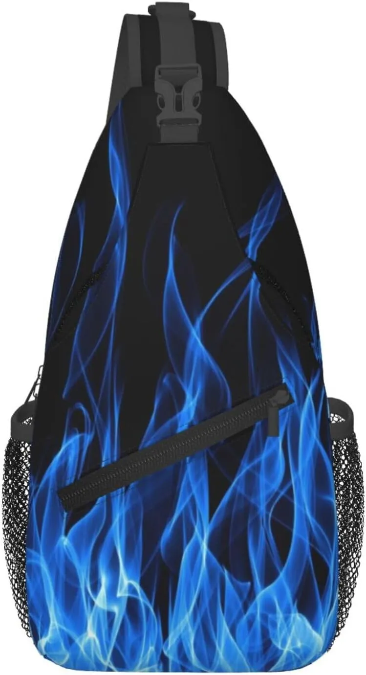 Blue Flame Chest Bags Crossbody Sling Bag Shoulder Bag Travel Hiking Daypack For Men Women