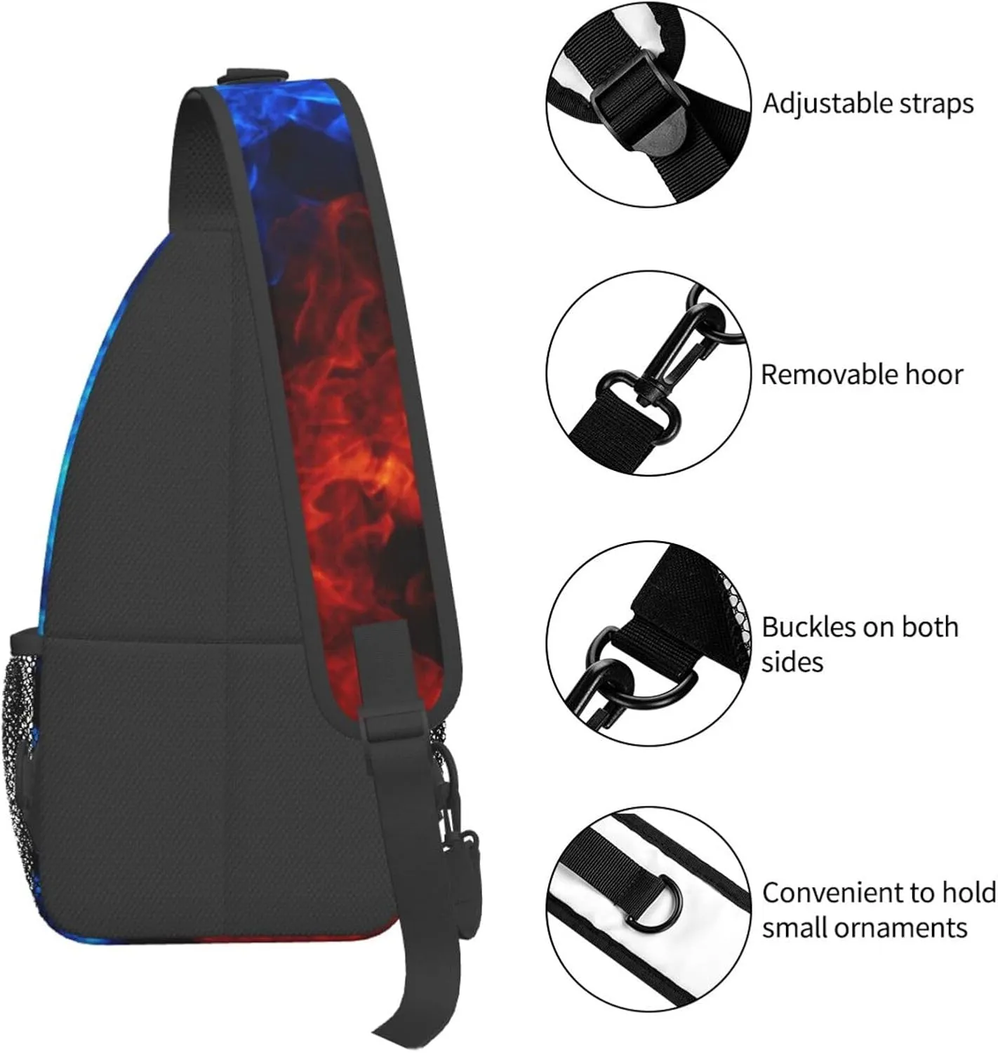 Blue Flame Chest Bags Crossbody Sling Bag Shoulder Bag Travel Hiking Daypack For Men Women