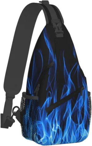 Blue Flame Chest Bags Crossbody Sling Bag Shoulder Bag Travel Hiking Daypack For Men Women