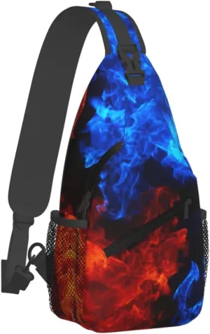 Blue Flame Chest Bags Crossbody Sling Bag Shoulder Bag Travel Hiking Daypack For Men Women
