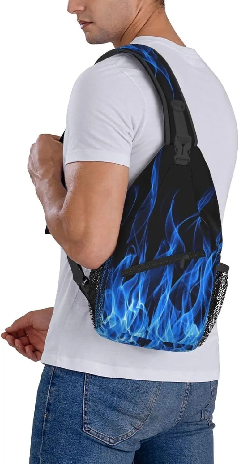 Blue Flame Chest Bags Crossbody Sling Bag Shoulder Bag Travel Hiking Daypack For Men Women