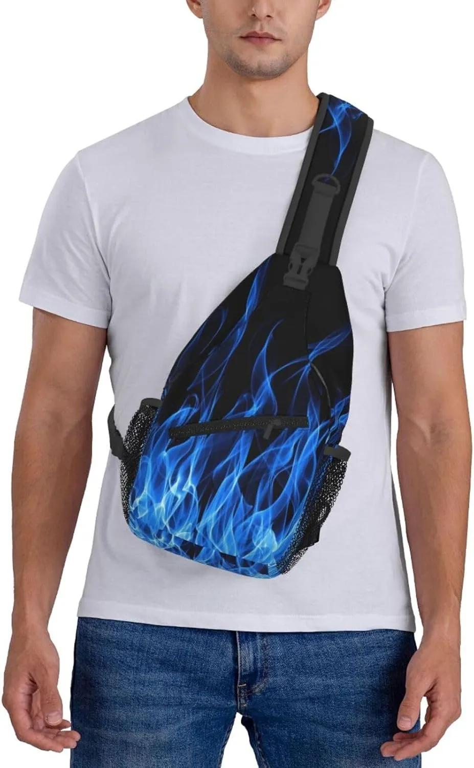 Blue Flame Chest Bags Crossbody Sling Bag Shoulder Bag Travel Hiking Daypack For Men Women