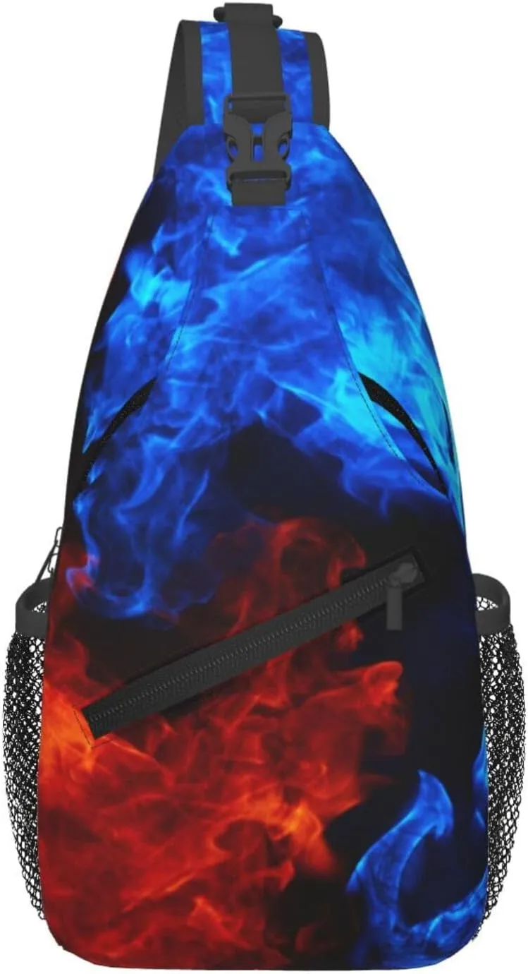 Blue Flame Chest Bags Crossbody Sling Bag Shoulder Bag Travel Hiking Daypack For Men Women