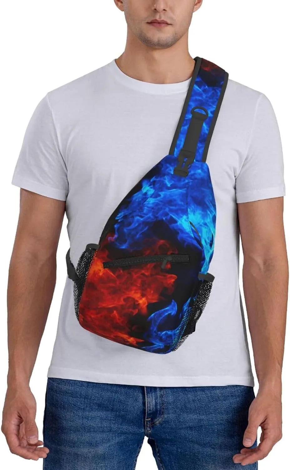 Blue Flame Chest Bags Crossbody Sling Bag Shoulder Bag Travel Hiking Daypack For Men Women