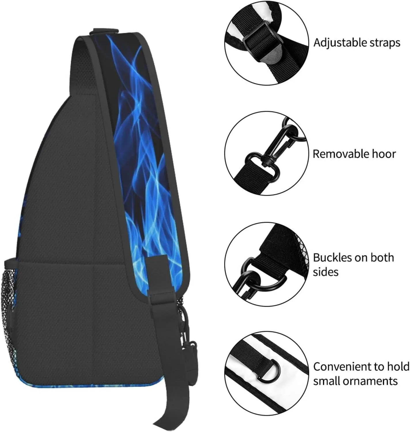 Blue Flame Chest Bags Crossbody Sling Bag Shoulder Bag Travel Hiking Daypack For Men Women