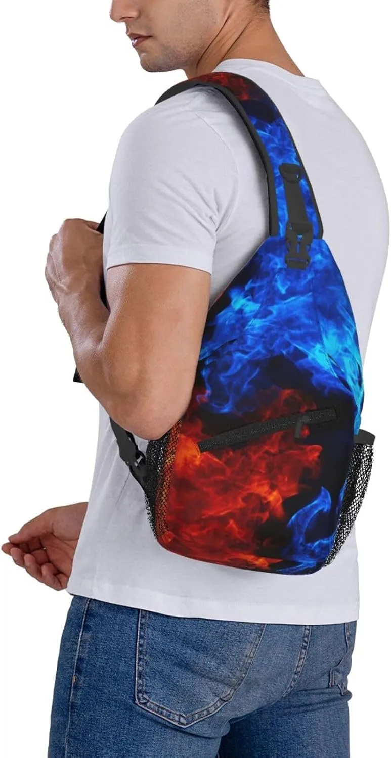 Blue Flame Chest Bags Crossbody Sling Bag Shoulder Bag Travel Hiking Daypack For Men Women