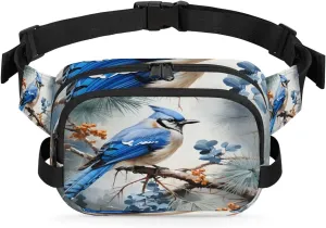 Blue Leaf Bird Men's and Women's Waist Pack Crossbody Dinosaur Bird Waist Pack Running Strap, Adjustable Shoulder Strap - For Hiking and Running Exercise Fitness