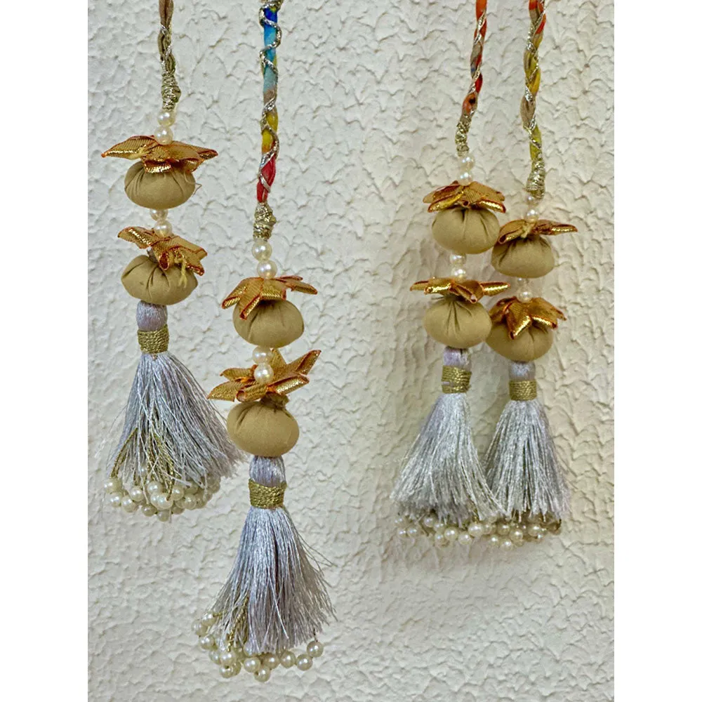 Blushing Couture by Shafali Beige Printed Potli Bag