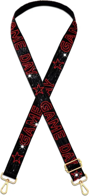 boderier Game Day Purse Straps Replacement Crossbody Bag Strap Beaded Sequins Strap for Clear Bag Football Accessories